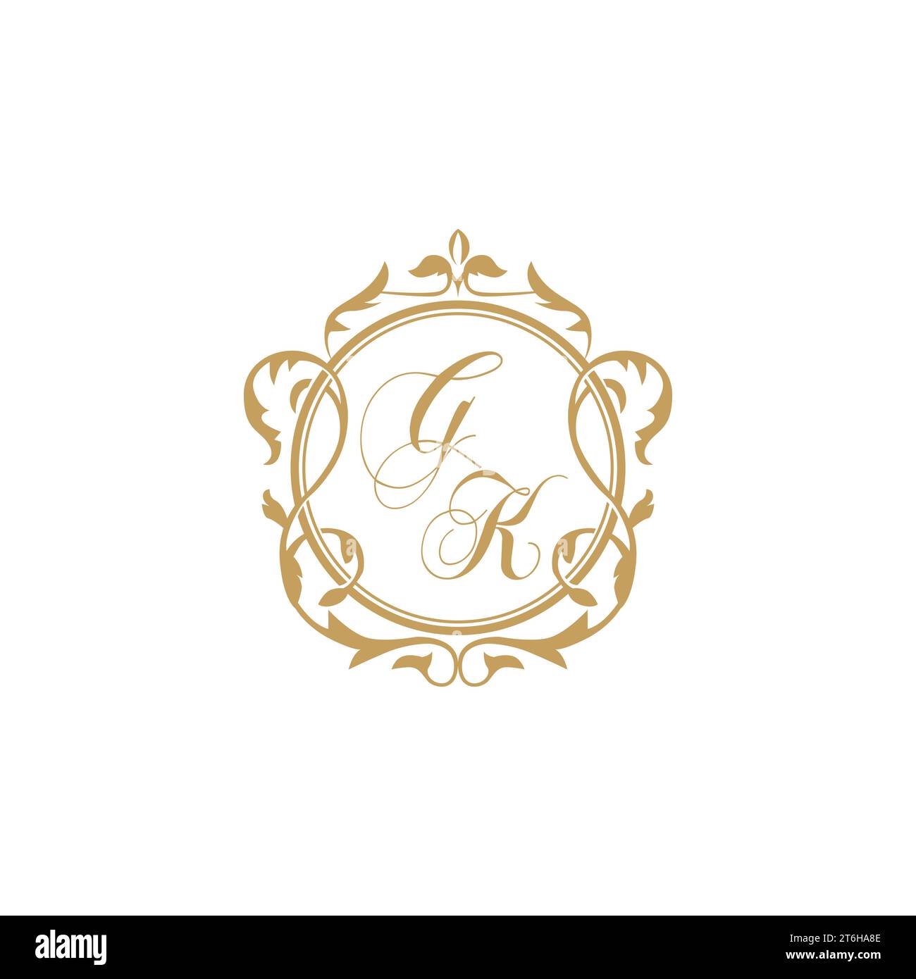 GK Wedding initials invitation with elegant ornament circle element vector graphic template Stock Vector