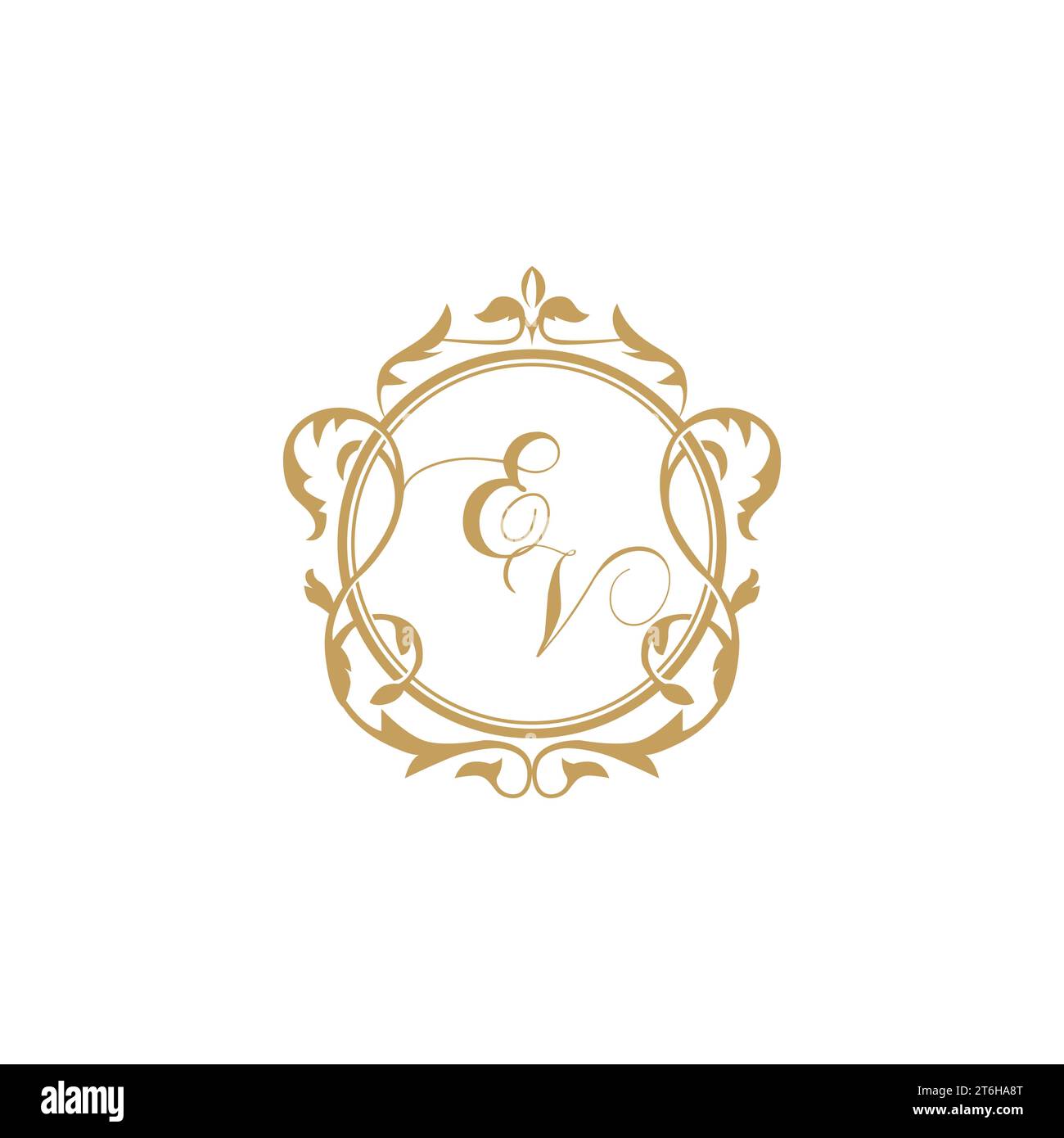 EV Wedding initials invitation with elegant ornament circle element vector graphic template Stock Vector