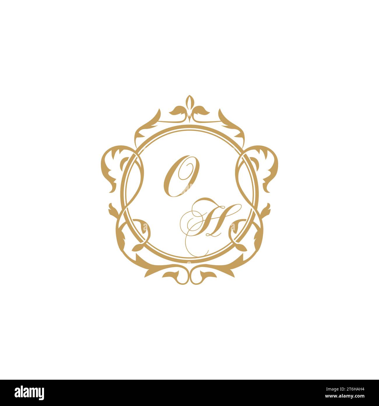OH Wedding initial invitation with elegant ornament circle element vector graphic template Stock Vector