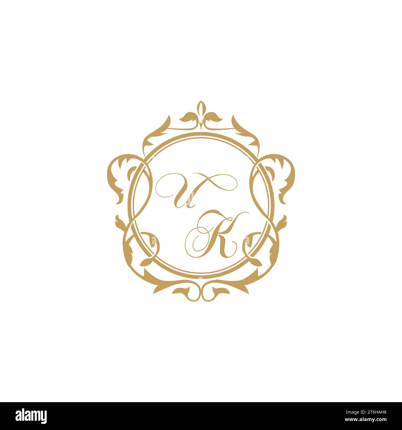 UK Wedding initial invitation with elegant ornament circle element vector graphic template Stock Vector