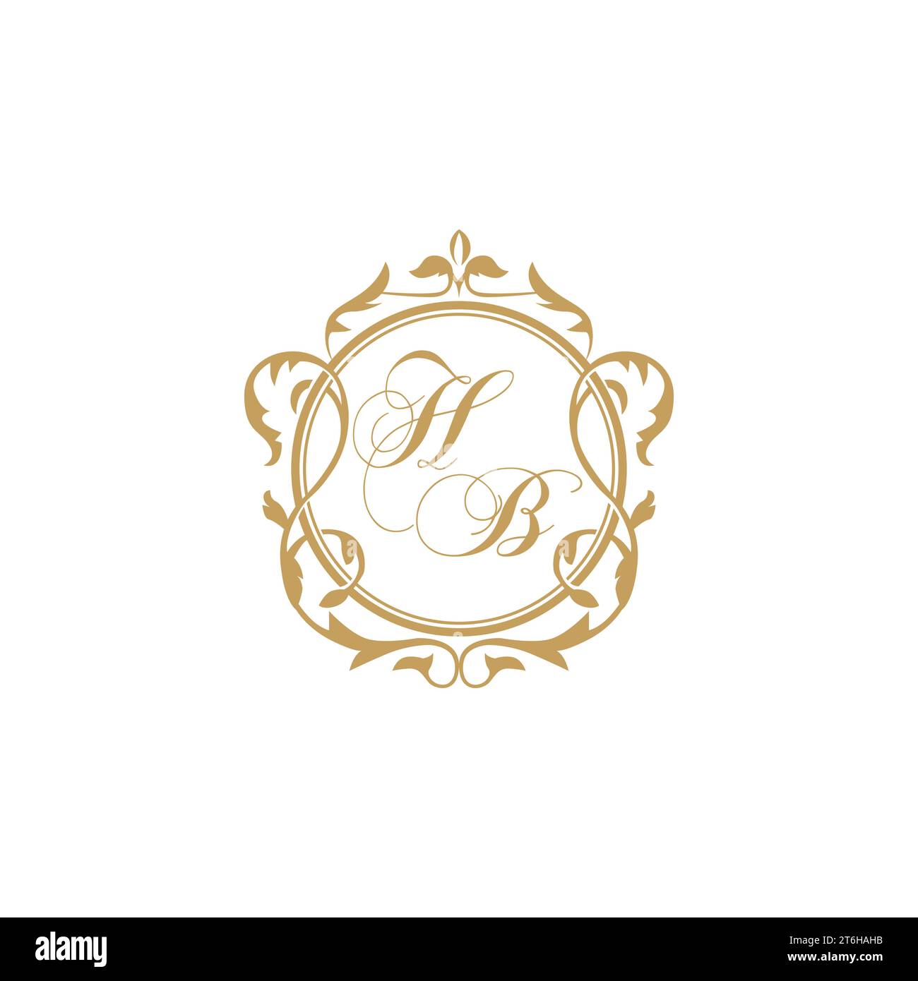 HB Wedding initials invitation with elegant ornament circle element vector graphic template Stock Vector