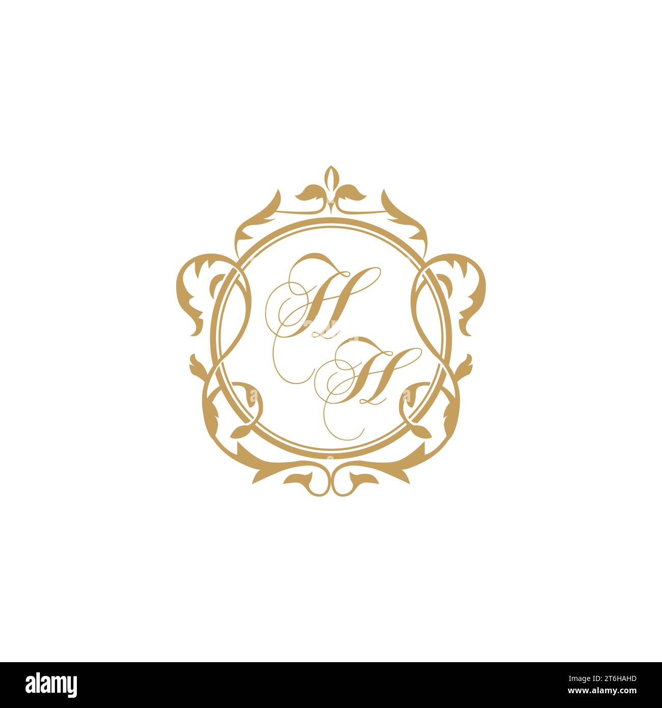 HI Wedding initials invitation with elegant ornament circle element vector graphic template Stock Vector