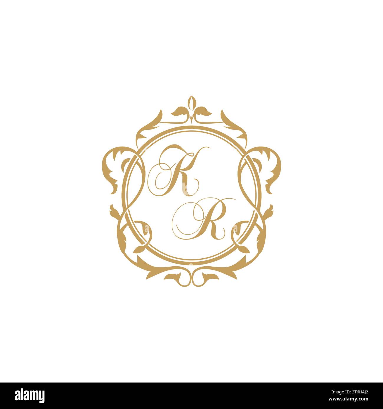 KR Wedding initial invitation with elegant ornament circle element vector graphic template Stock Vector