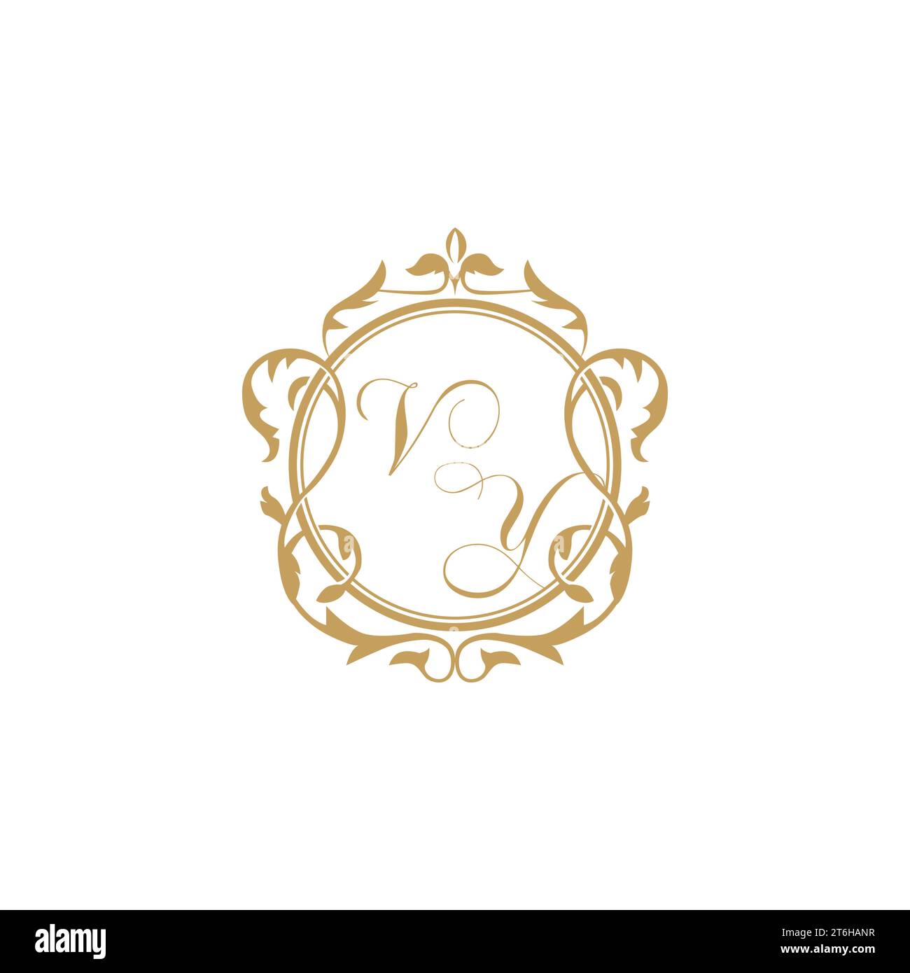 VY Wedding initial invitation with elegant ornament circle element vector graphic template Stock Vector
