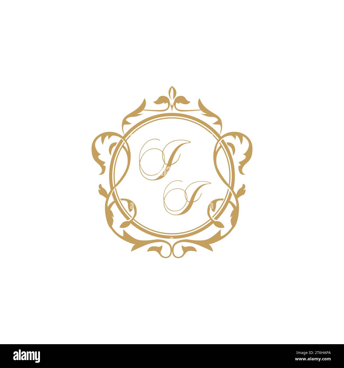 II Wedding initials invitation with elegant ornament circle element vector graphic template Stock Vector