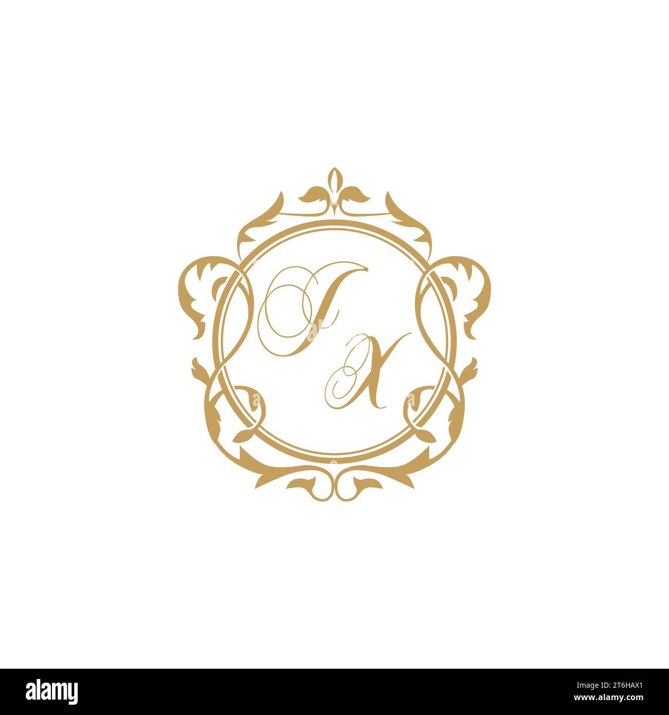 JX Wedding initials invitation with elegant ornament circle element vector graphic template Stock Vector