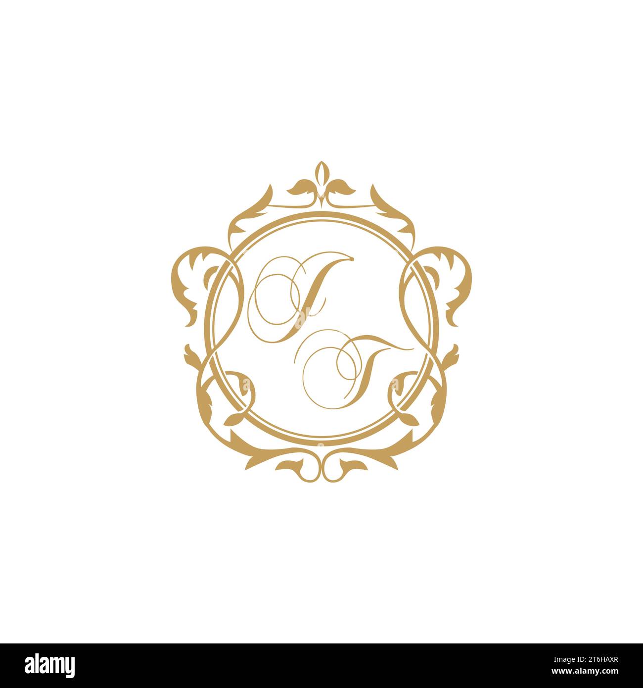 JT Wedding initials invitation with elegant ornament circle element vector graphic template Stock Vector