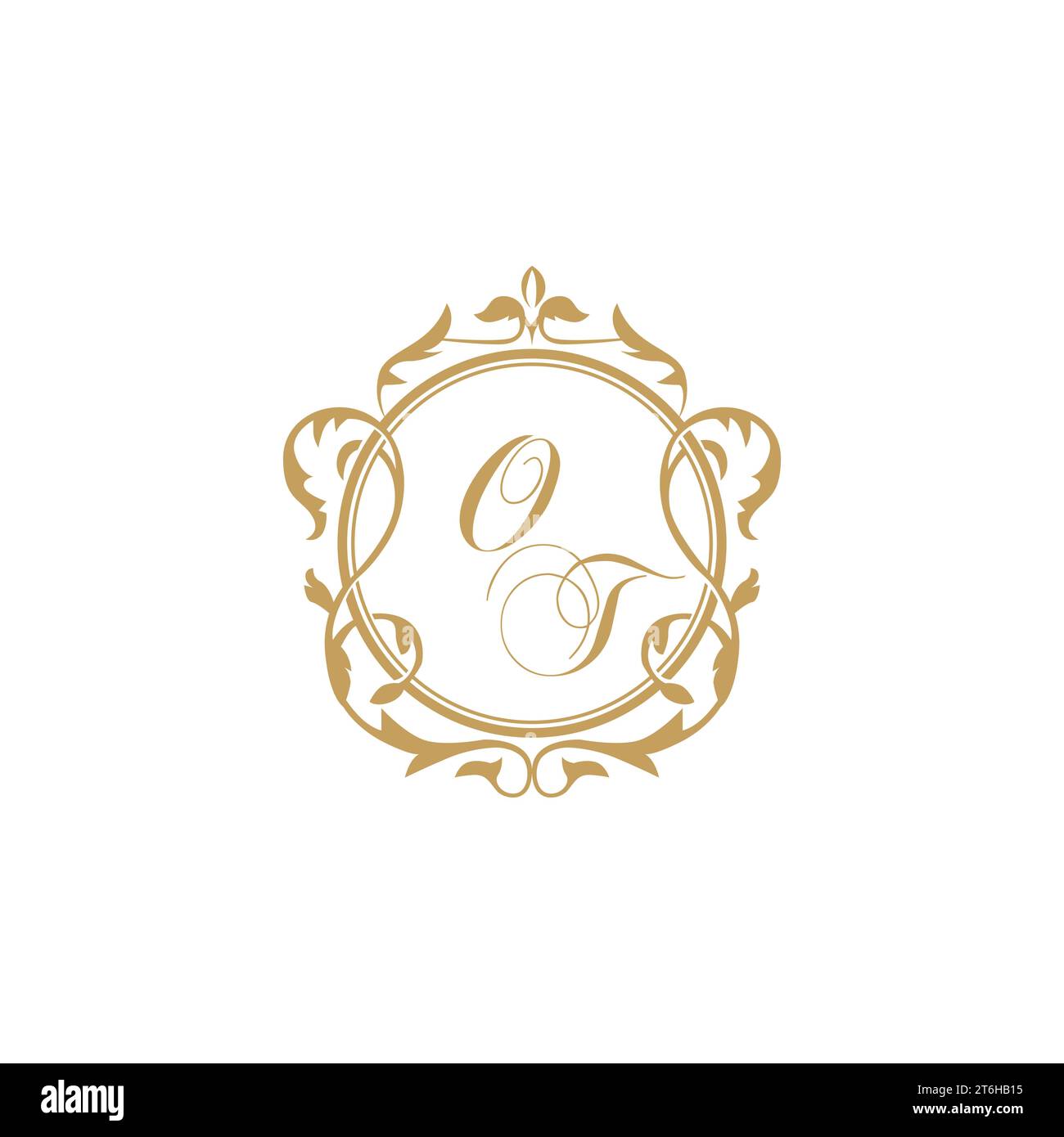 OT Wedding initial invitation with elegant ornament circle element vector graphic template Stock Vector