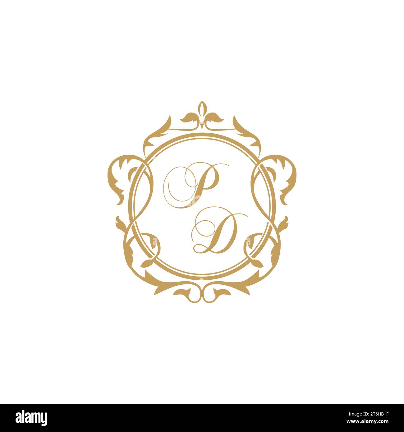 PD Wedding initial invitation with elegant ornament circle element vector graphic template Stock Vector