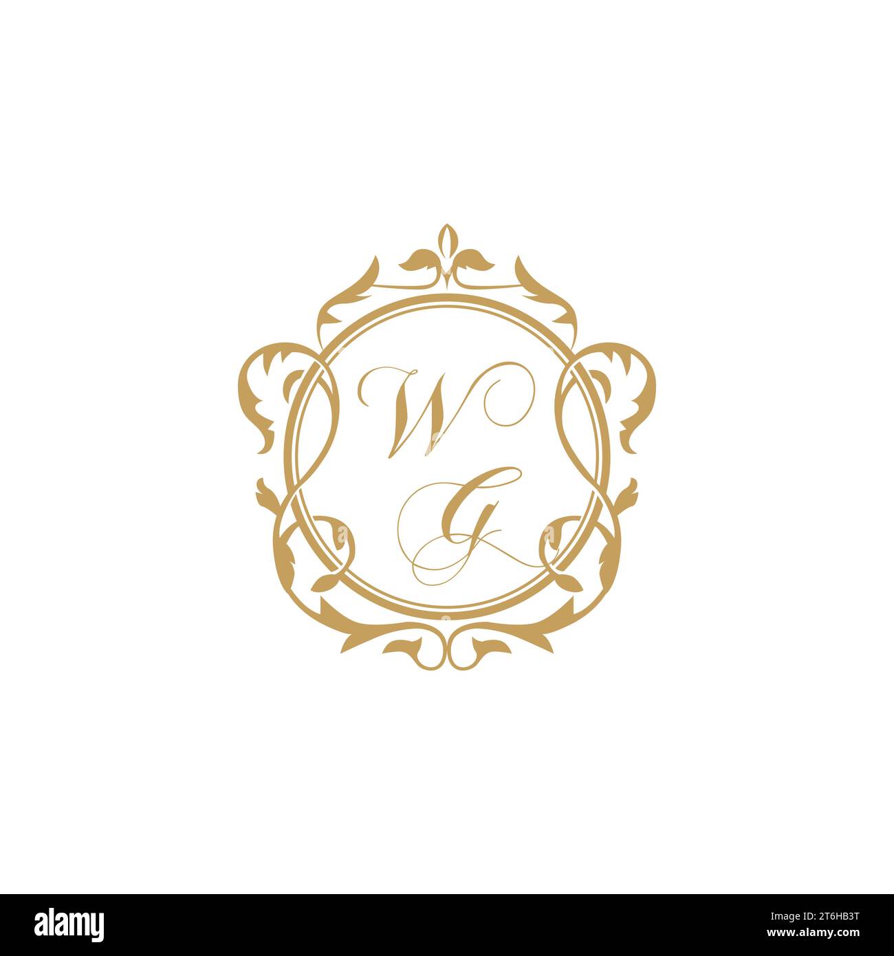 WG Wedding initial invitation with elegant ornament circle element vector graphic template Stock Vector