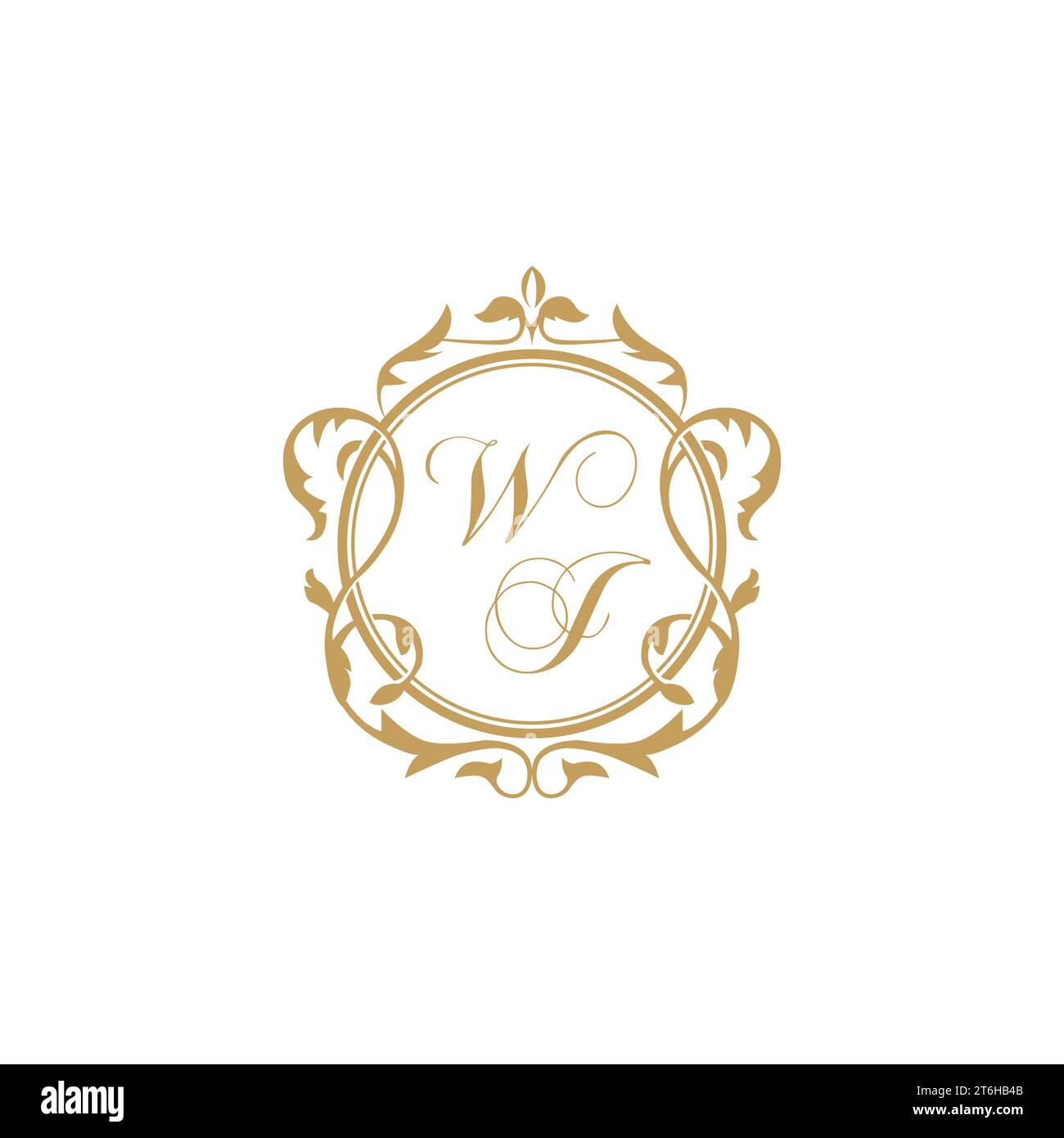 WJ Wedding initial invitation with elegant ornament circle element vector graphic template Stock Vector