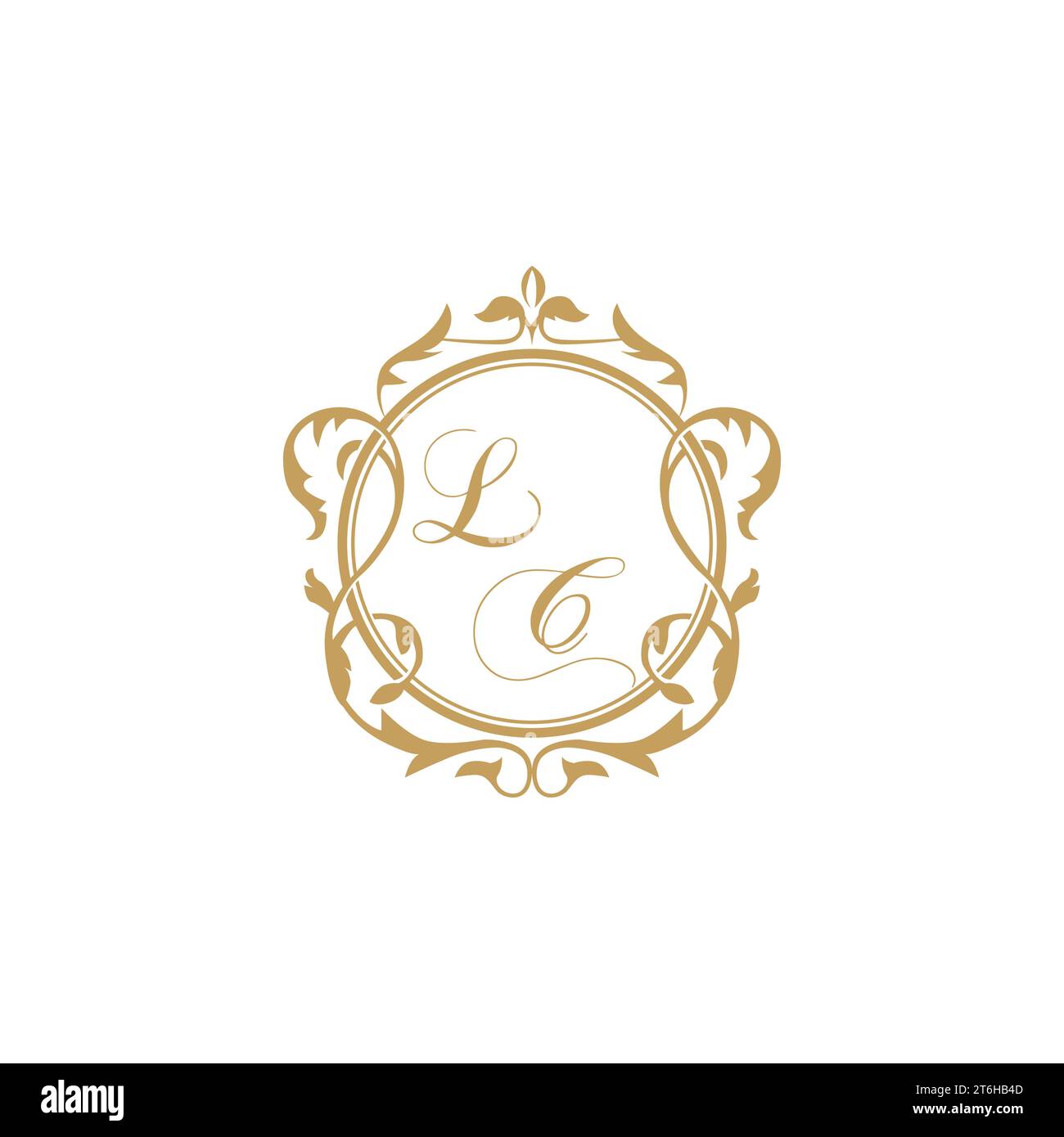 LC Wedding initial invitation with elegant ornament circle element vector graphic template Stock Vector