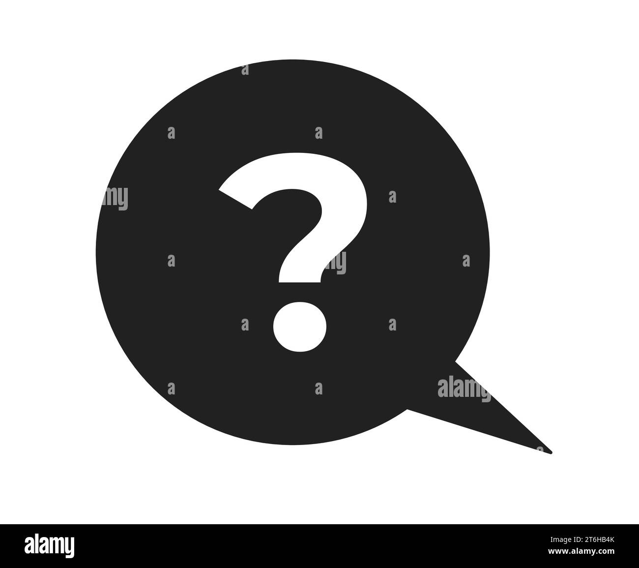 Speech bubble question mark black and white 2D cartoon object Stock Vector