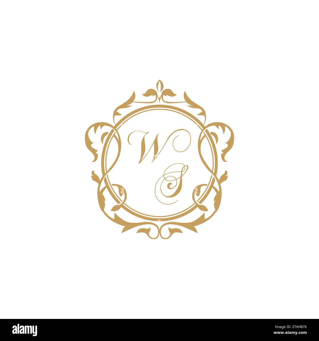 WS Wedding initial invitation with elegant ornament circle element vector graphic template Stock Vector