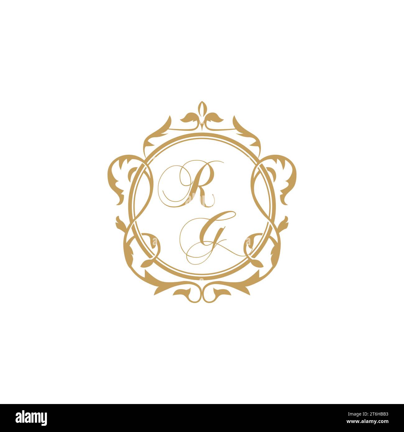 RG Wedding initial invitation with elegant ornament circle element vector graphic template Stock Vector