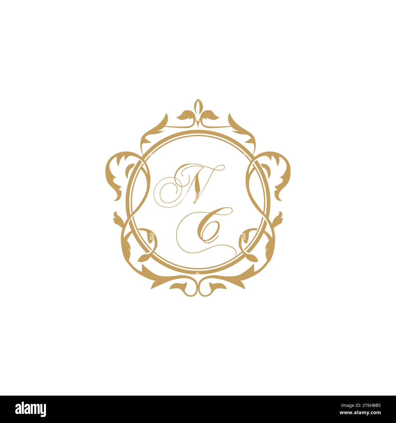 NC Wedding initial invitation with elegant ornament circle element vector graphic template Stock Vector