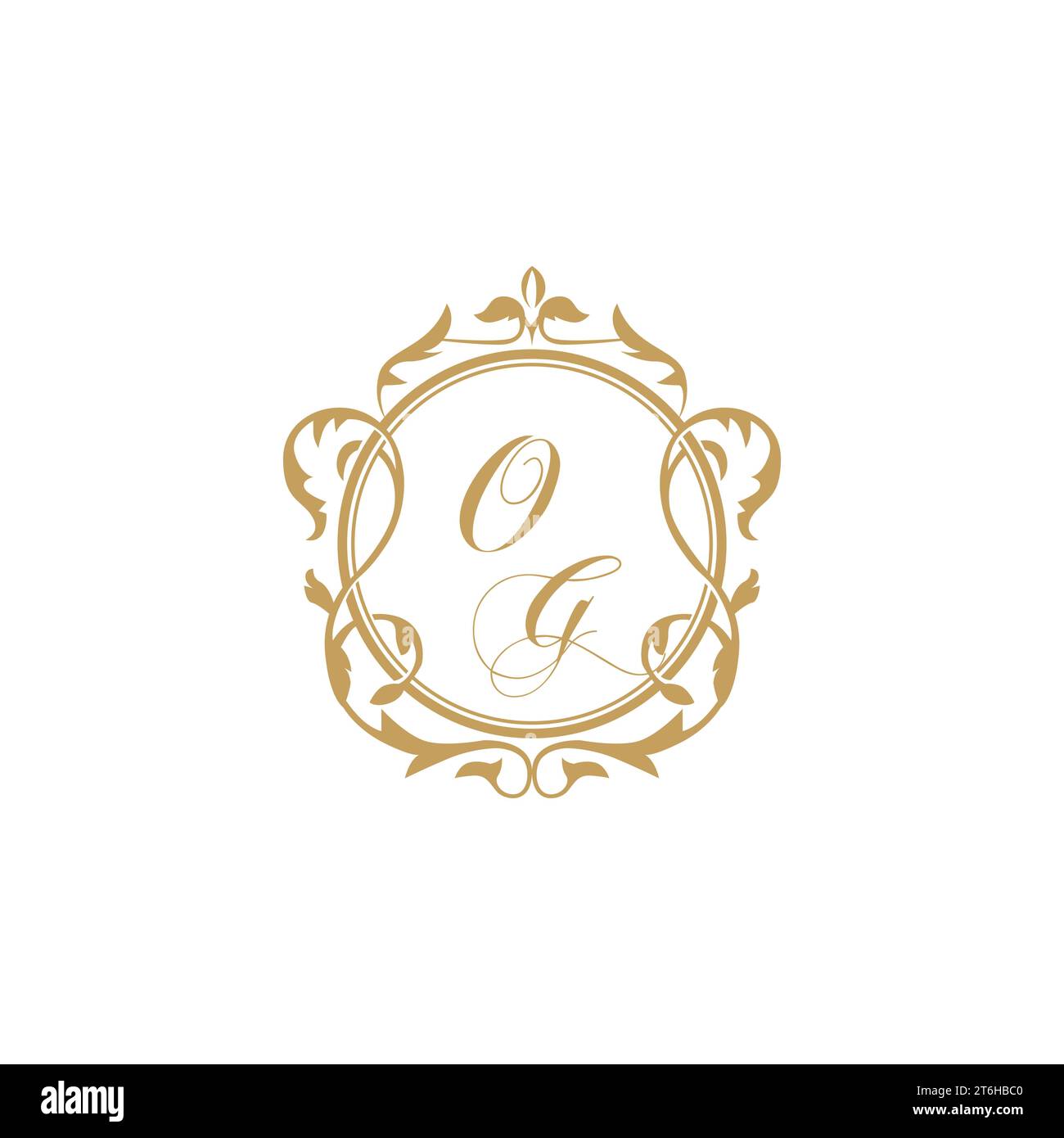 OG Wedding initial invitation with elegant ornament circle element vector graphic template Stock Vector