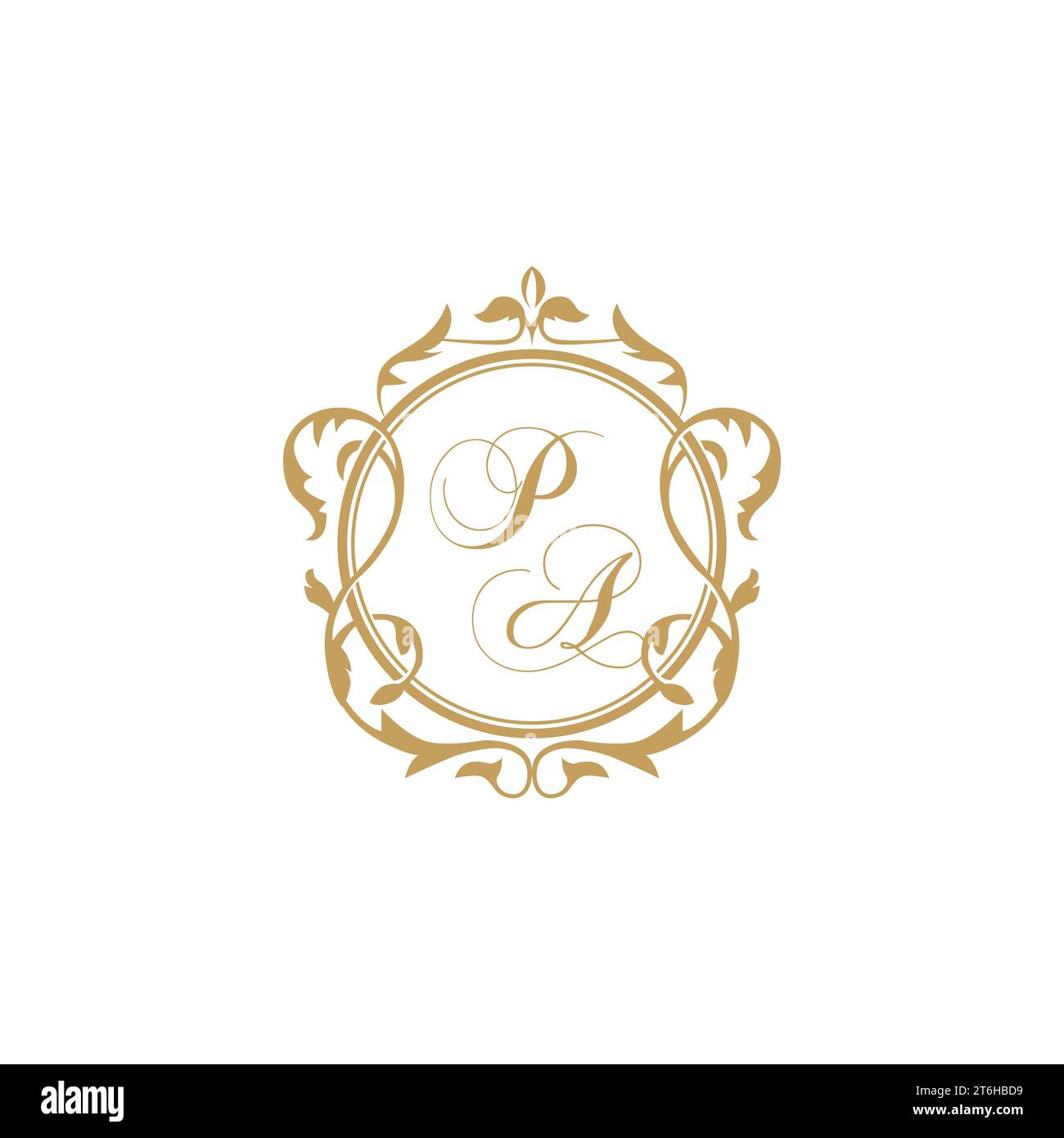 PA Wedding initial invitation with elegant ornament circle element vector graphic template Stock Vector