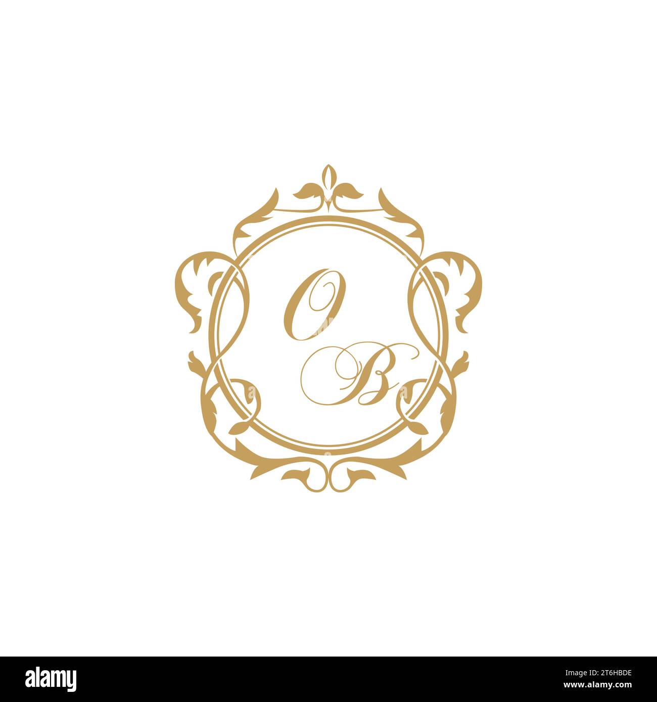 OB Wedding initial invitation with elegant ornament circle element vector graphic template Stock Vector