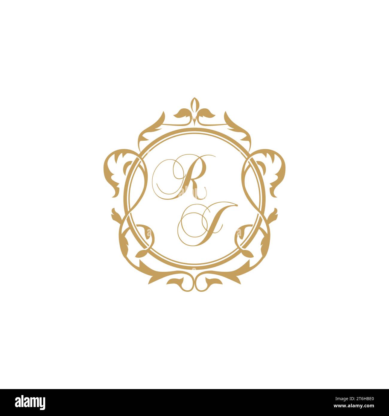 RJ Wedding initial invitation with elegant ornament circle element vector graphic template Stock Vector