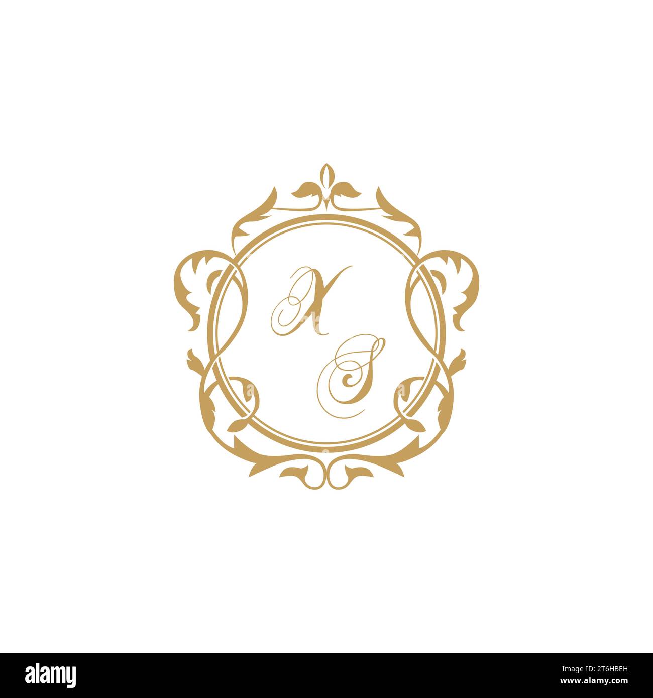 XS Wedding initial invitation with elegant ornament circle element vector graphic template Stock Vector