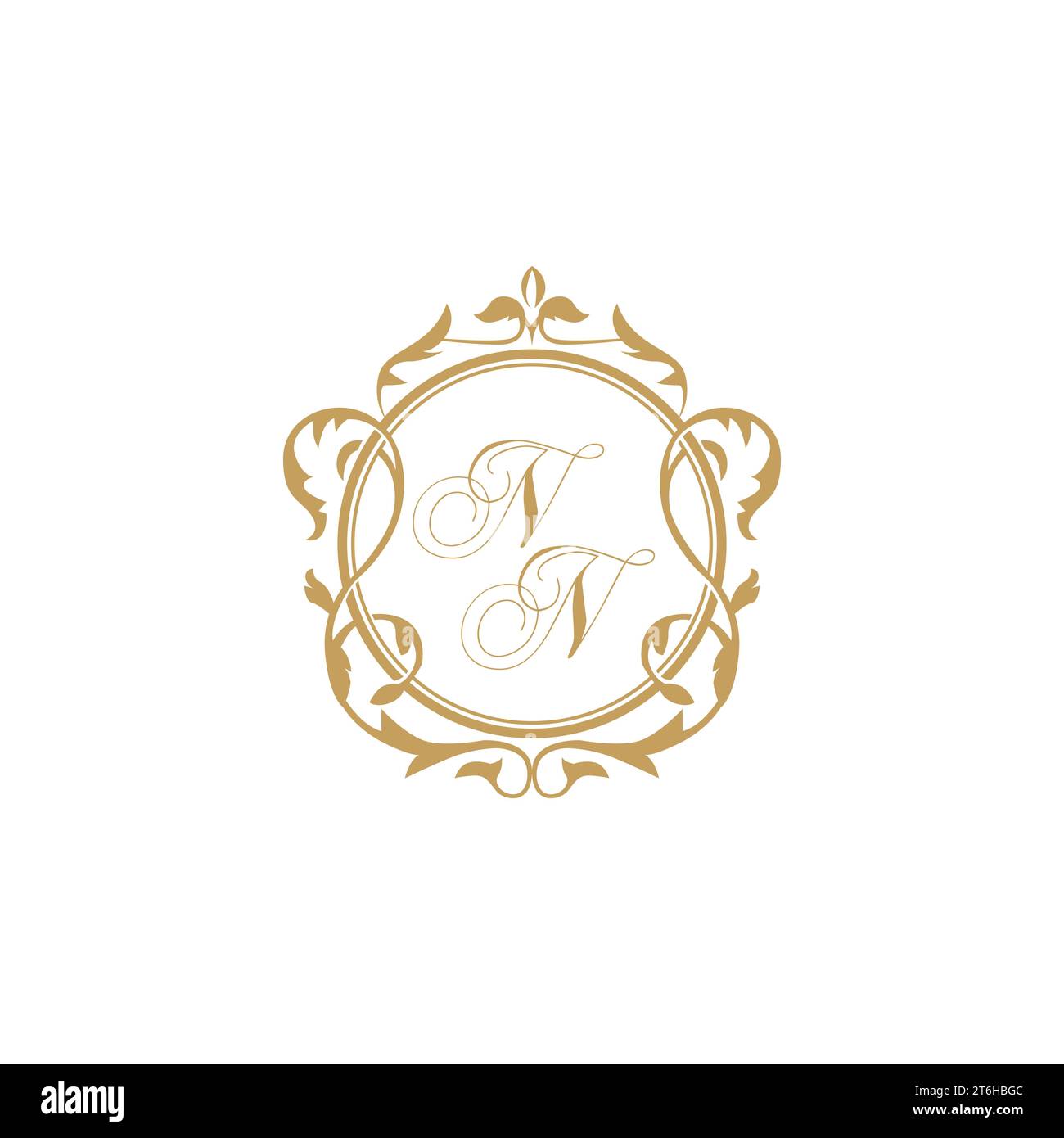 NN Wedding initial invitation with elegant ornament circle element vector graphic template Stock Vector