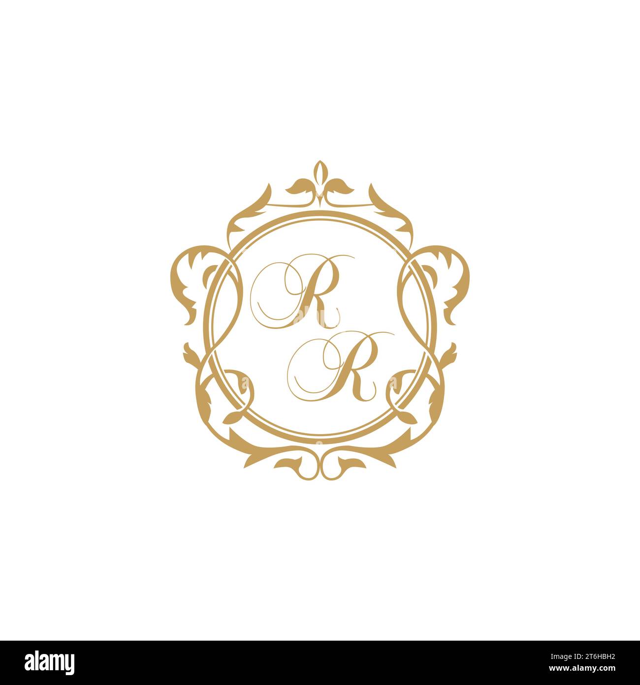 RR Wedding initial invitation with elegant ornament circle element vector graphic template Stock Vector