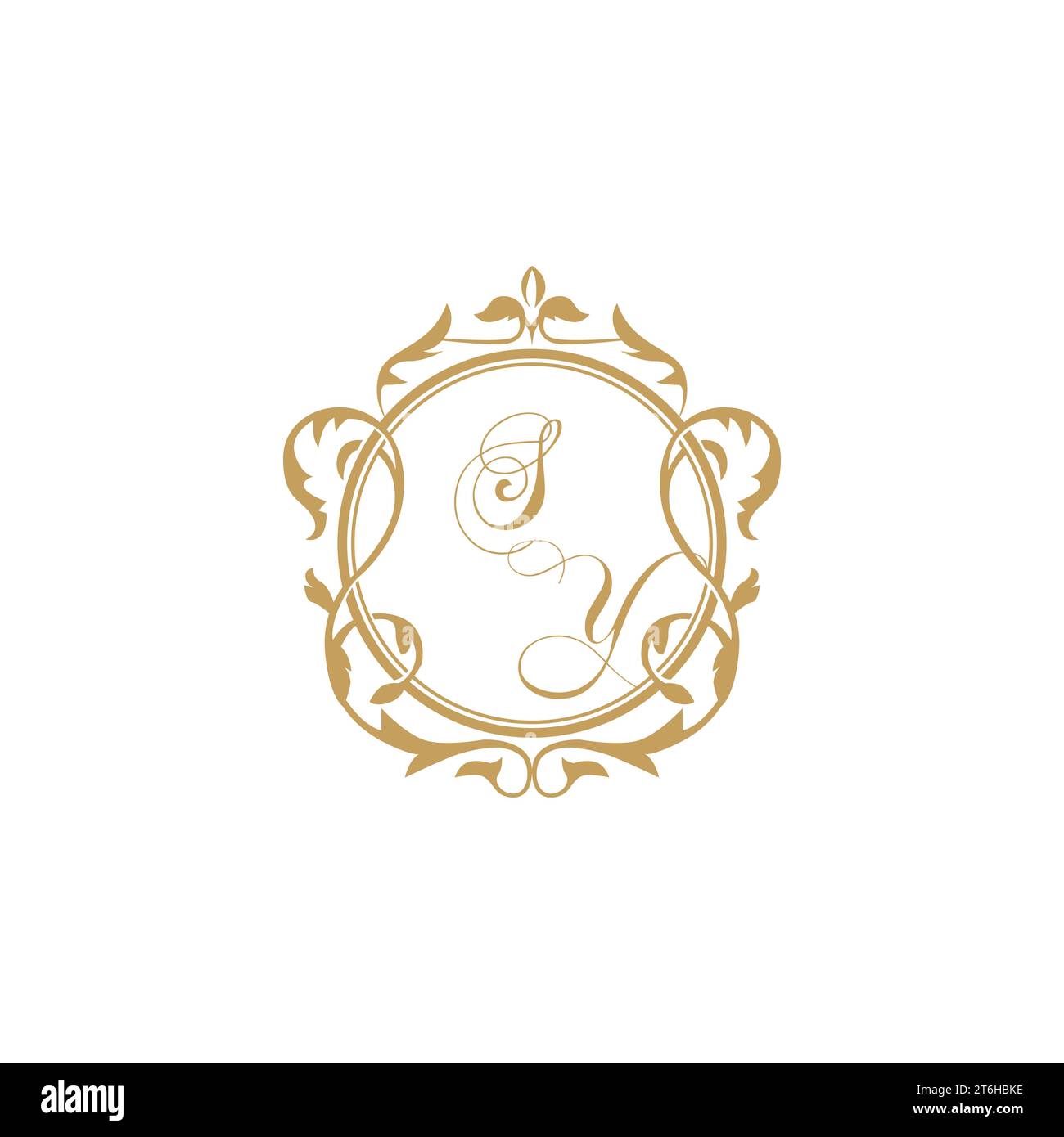 SY Wedding initial invitation with elegant ornament circle element vector graphic template Stock Vector