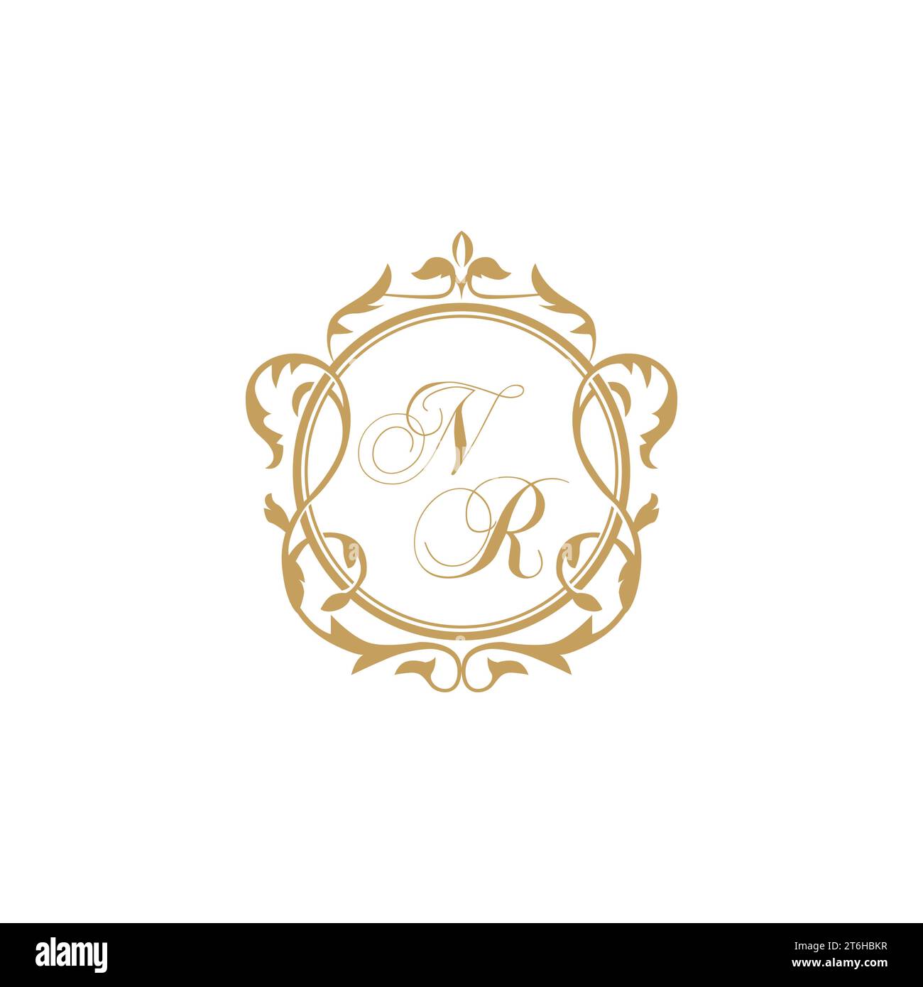 NR Wedding initial invitation with elegant ornament circle element vector graphic template Stock Vector