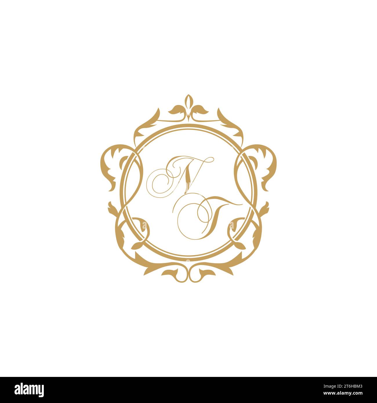 NT Wedding initial invitation with elegant ornament circle element vector graphic template Stock Vector