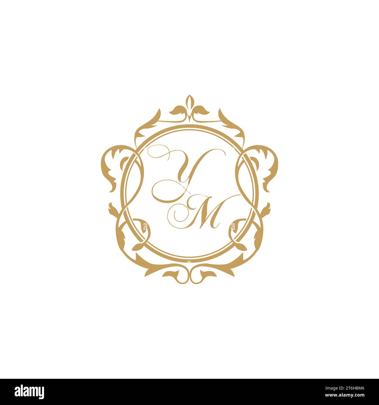 YM Wedding initial invitation with elegant ornament circle element vector graphic template Stock Vector