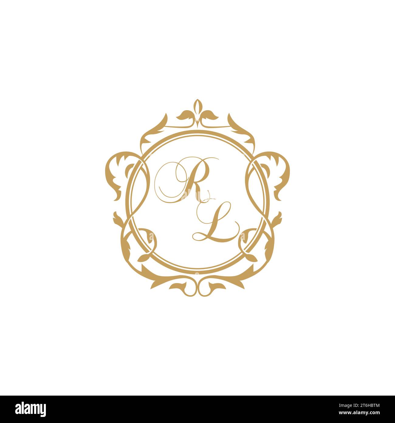 RL Wedding initial invitation with elegant ornament circle element vector graphic template Stock Vector