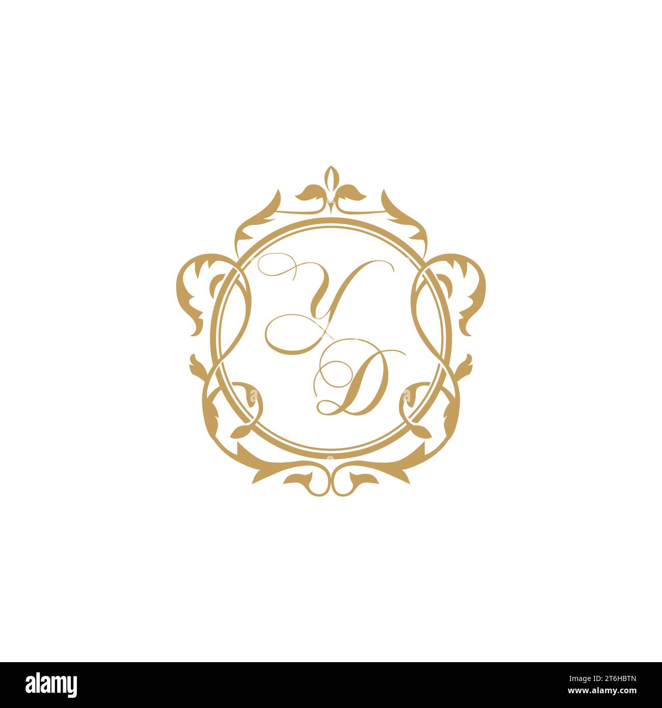 YD Wedding initial invitation with elegant ornament circle element vector graphic template Stock Vector