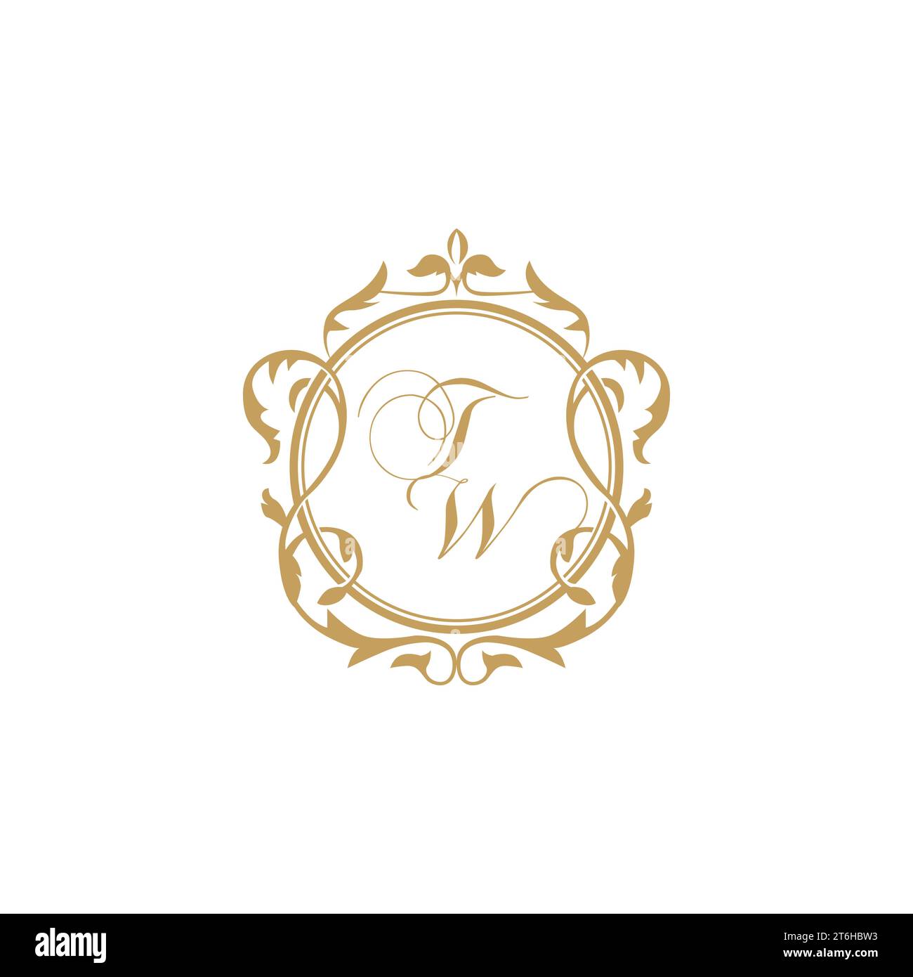 TW Wedding initial invitation with elegant ornament circle element vector graphic template Stock Vector