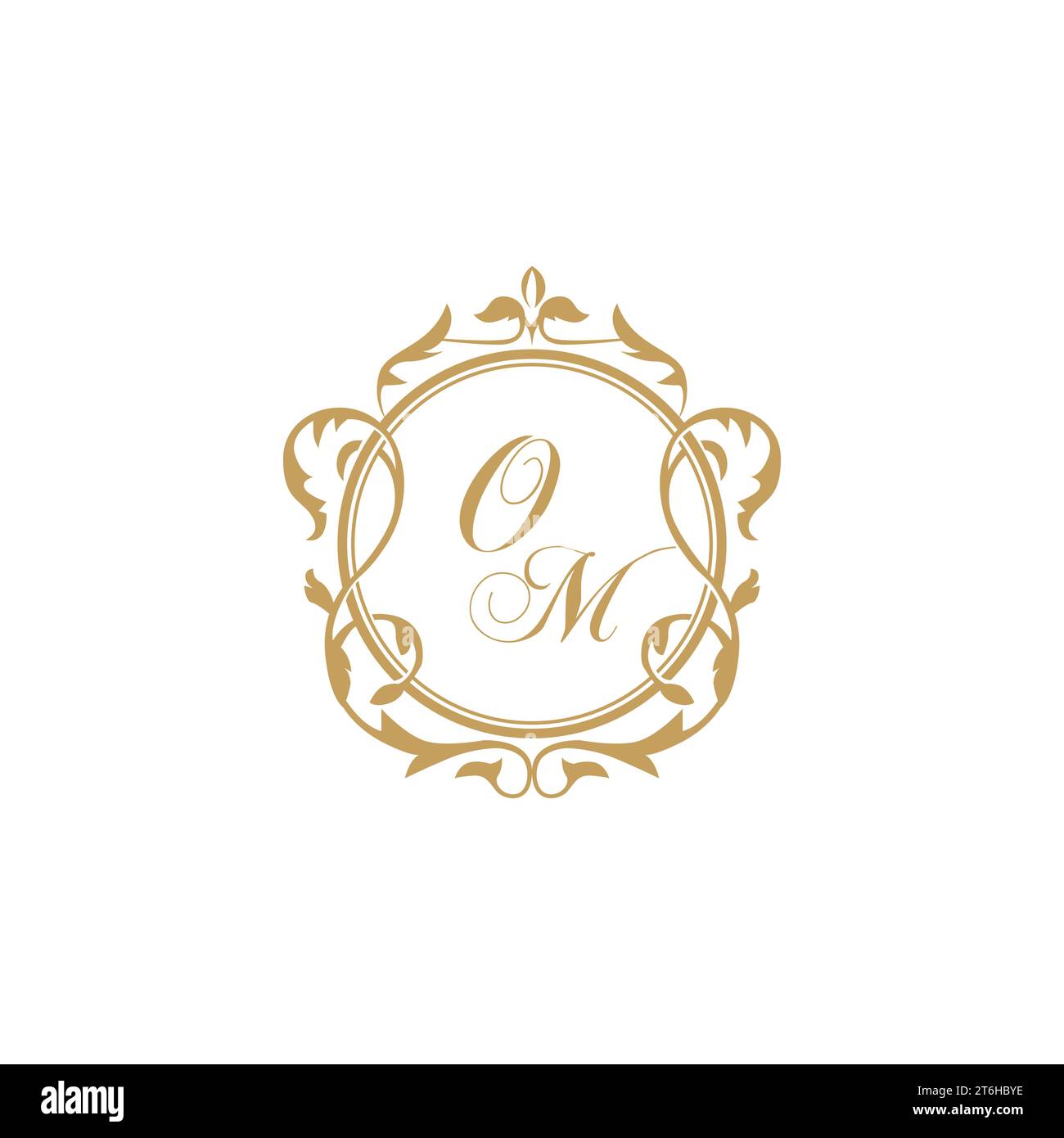 OM Wedding initial invitation with elegant ornament circle element vector graphic template Stock Vector