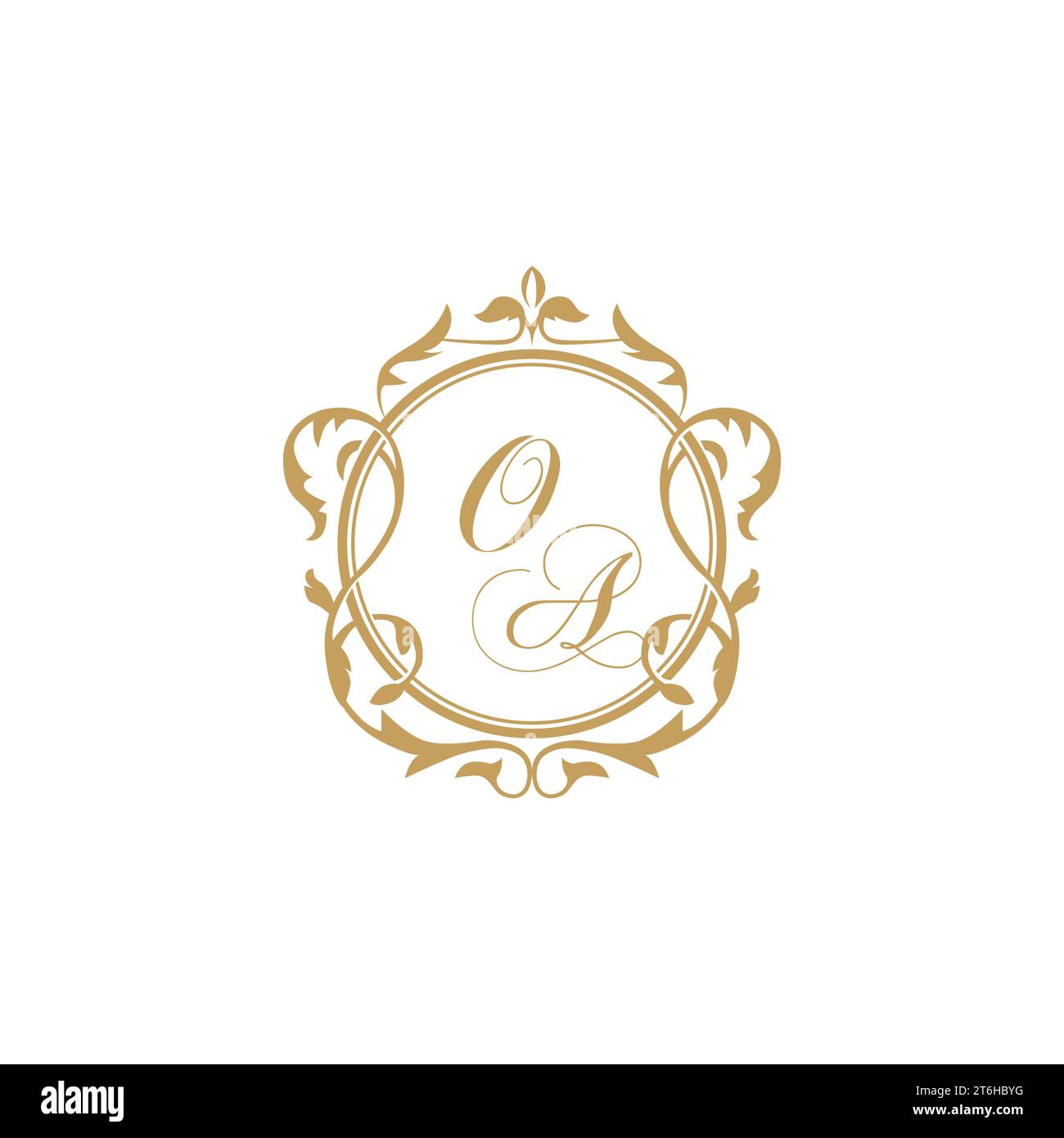 OA Wedding initial invitation with elegant ornament circle element vector graphic template Stock Vector