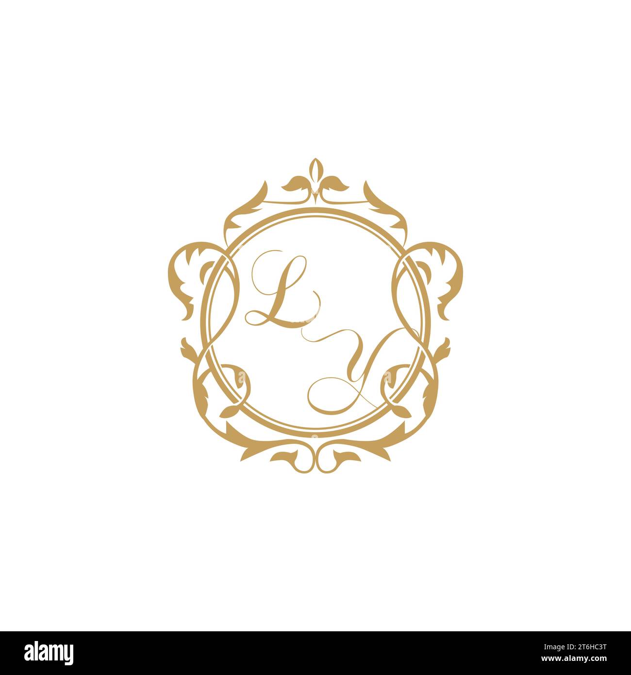 LY Wedding initial invitation with elegant ornament circle element vector graphic template Stock Vector