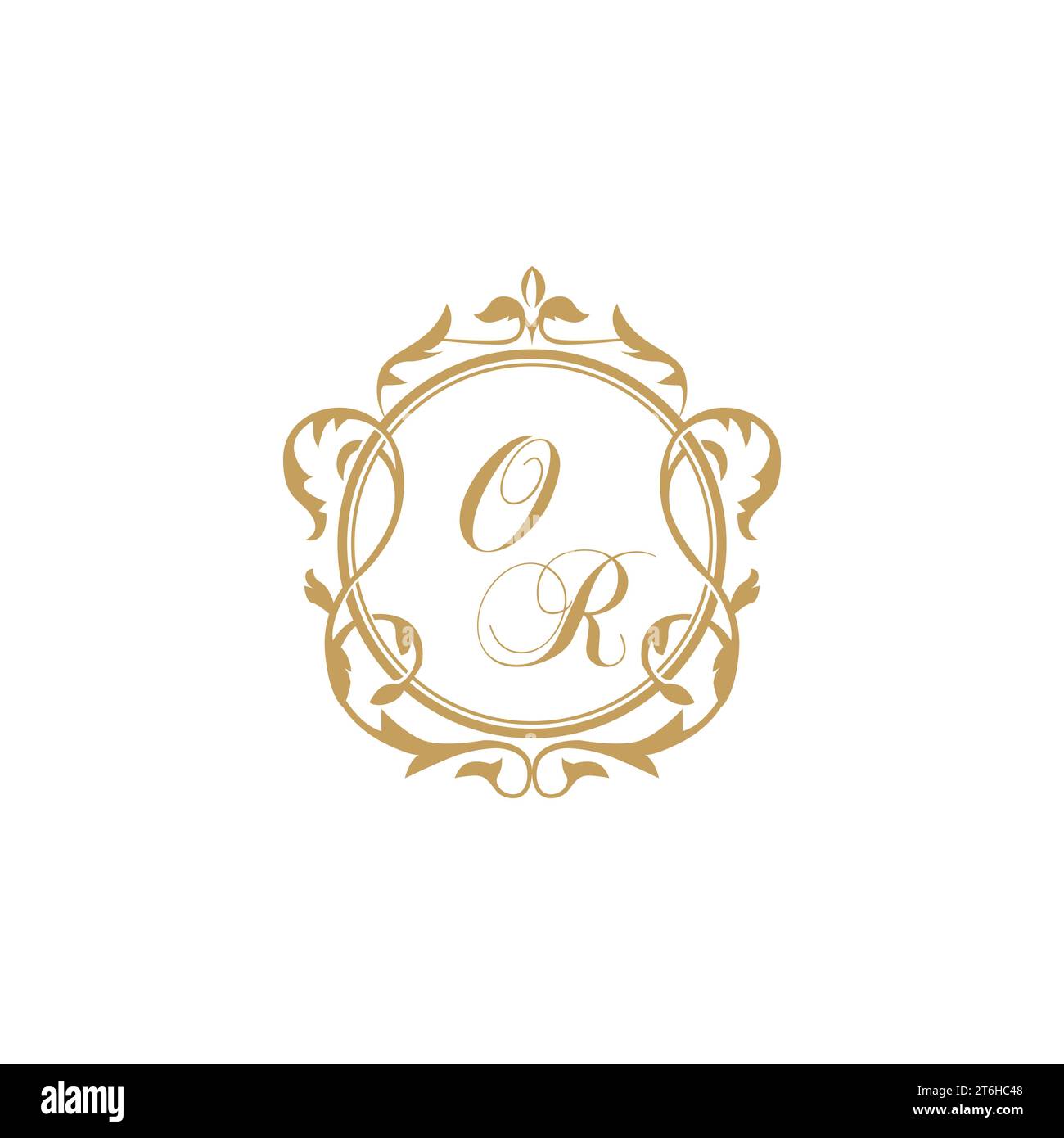 OR Wedding initial invitation with elegant ornament circle element vector graphic template Stock Vector