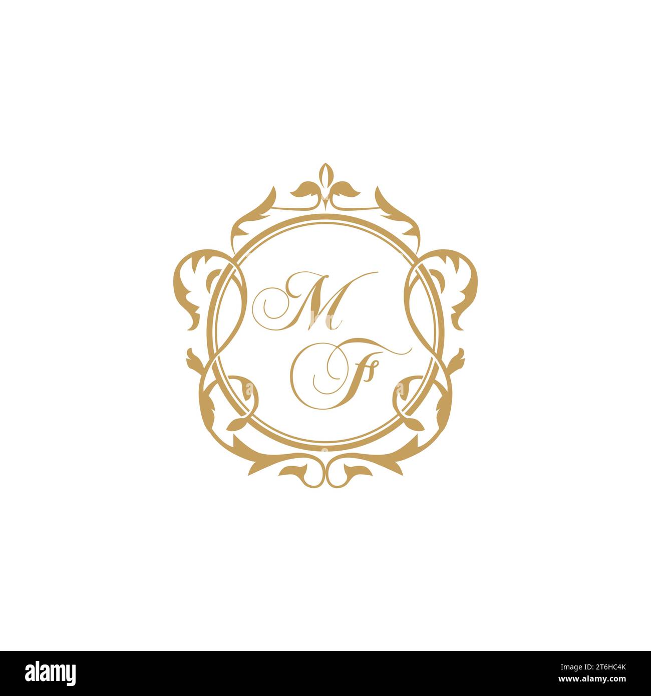 MF Wedding initial invitation with elegant ornament circle element vector graphic template Stock Vector