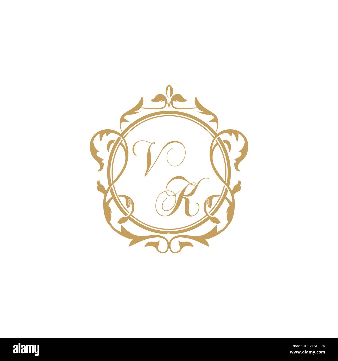 VK Wedding initial invitation with elegant ornament circle element vector graphic template Stock Vector