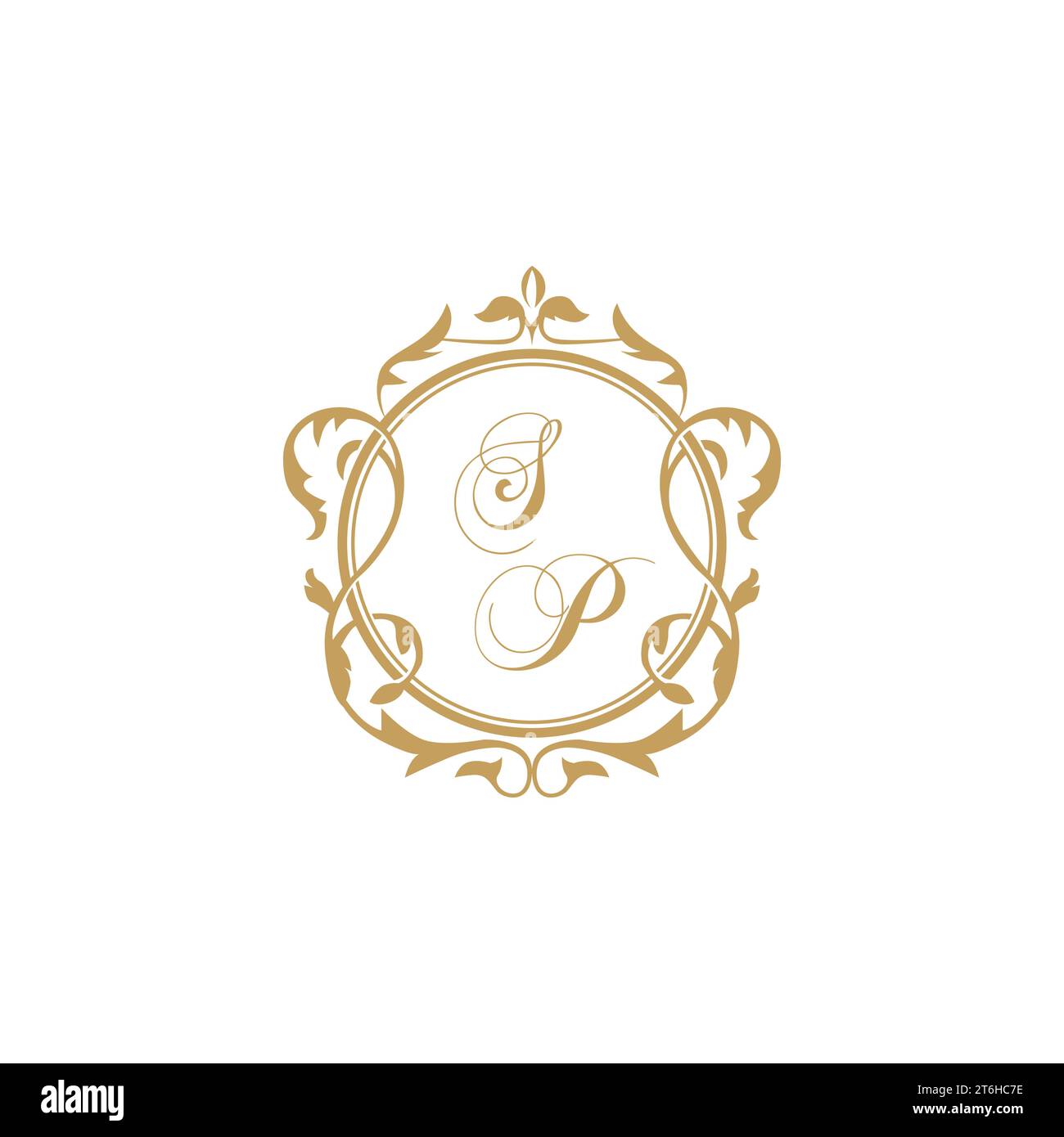 SP Wedding initial invitation with elegant ornament circle element vector graphic template Stock Vector