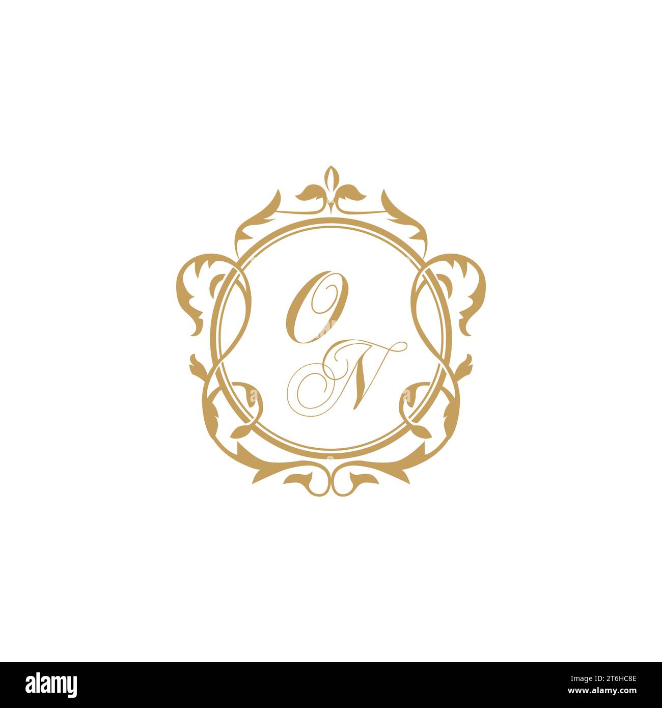 ON Wedding initial invitation with elegant ornament circle element vector graphic template Stock Vector