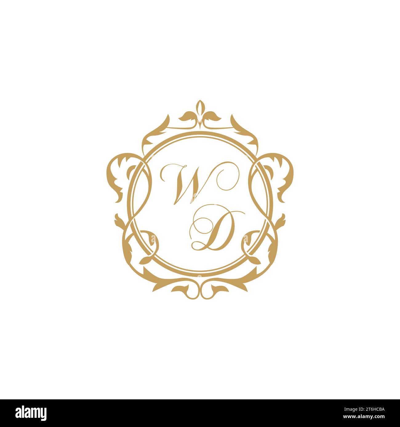 WD Wedding initial invitation with elegant ornament circle element vector graphic template Stock Vector
