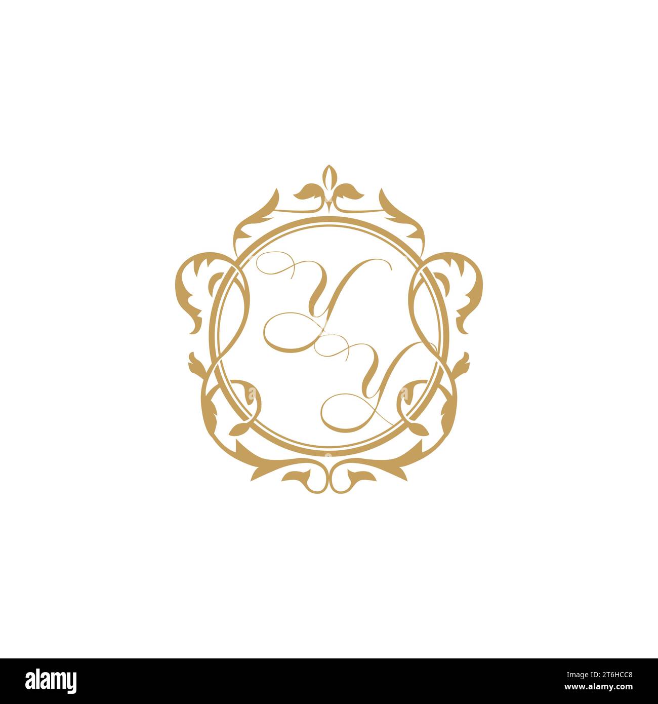 YY Wedding initial invitation with elegant ornament circle element vector graphic template Stock Vector