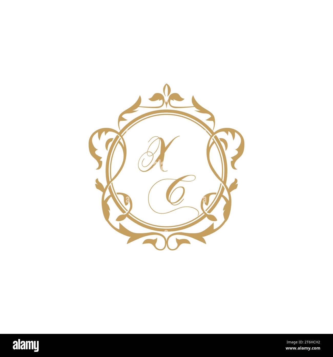 XC Wedding initial invitation with elegant ornament circle element vector graphic template Stock Vector