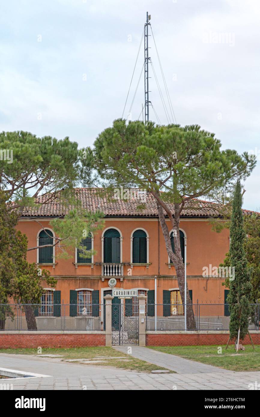 Burano, Italy - January 10, 2017: Italian Police Force Carabinieri Building at Burano Island in Venice Winter. Stock Photo