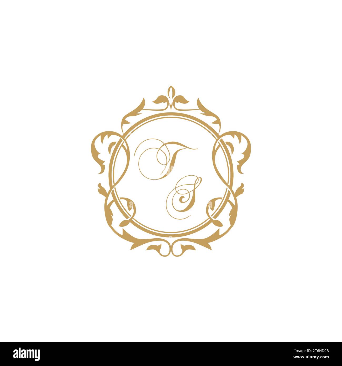 TS Wedding initial invitation with elegant ornament circle element vector graphic template Stock Vector