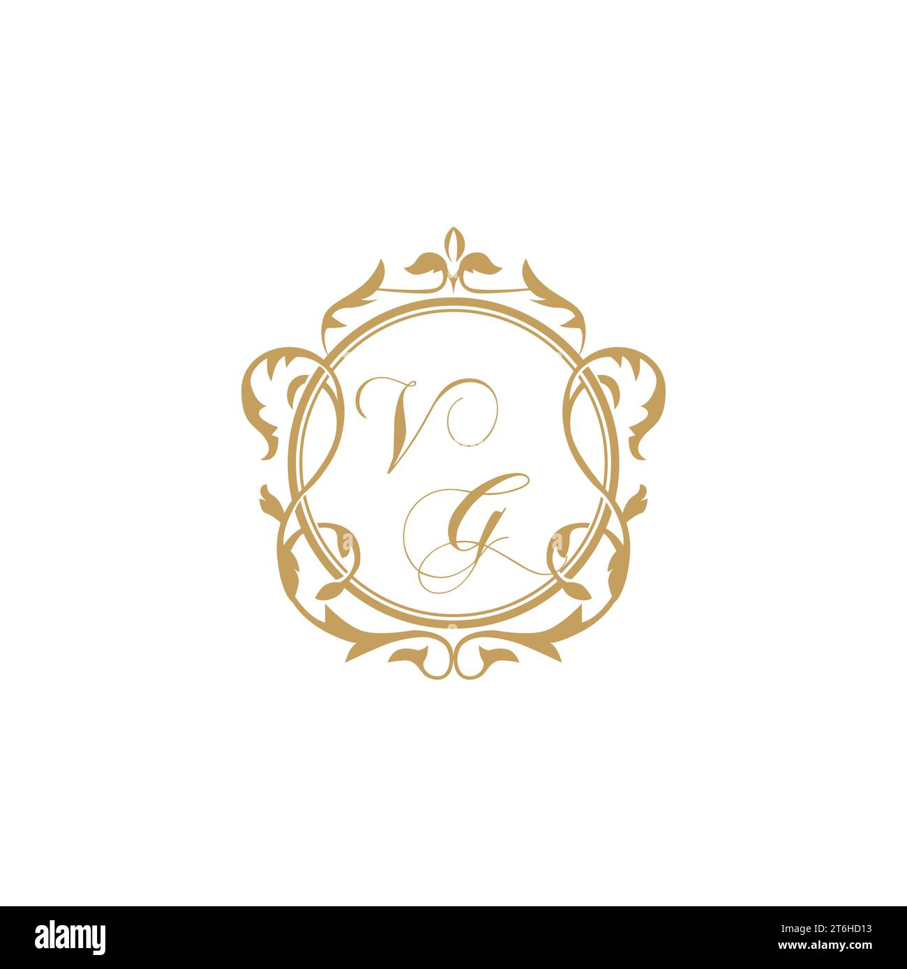 VG Wedding initial invitation with elegant ornament circle element vector graphic template Stock Vector