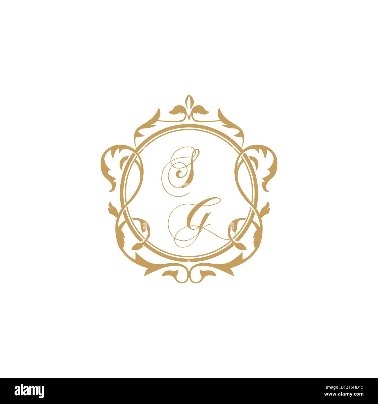 SG Wedding initial invitation with elegant ornament circle element vector graphic template Stock Vector
