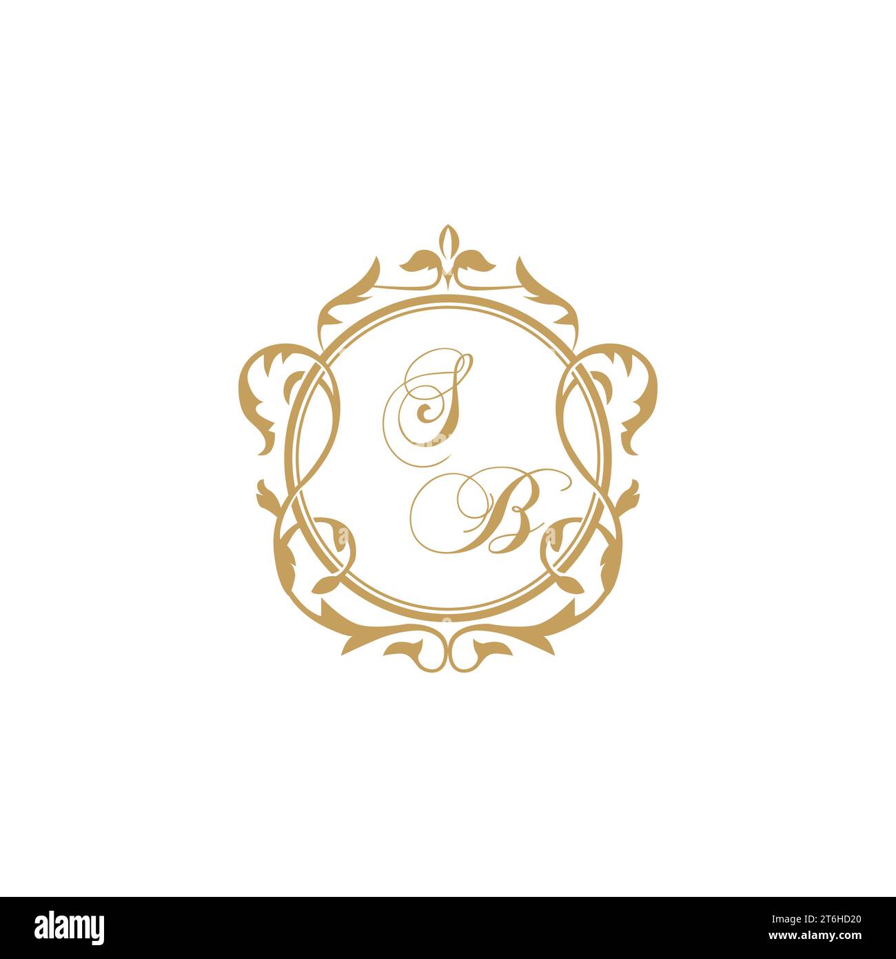 SB Wedding initial invitation with elegant ornament circle element vector graphic template Stock Vector